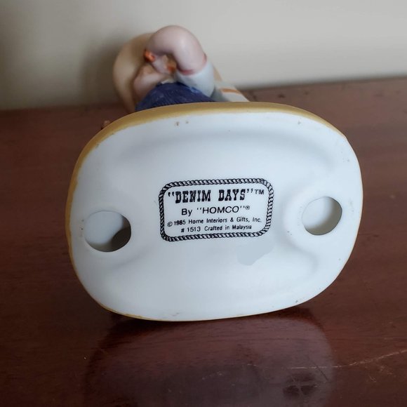 Vintage Boy Figurine, 1980s Porcelain Homco Denim Days children figurines Danny - Picture 8 of 8